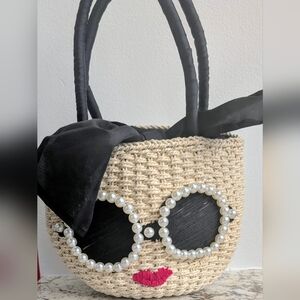 Chic Black and Tan Woven Tote Bag